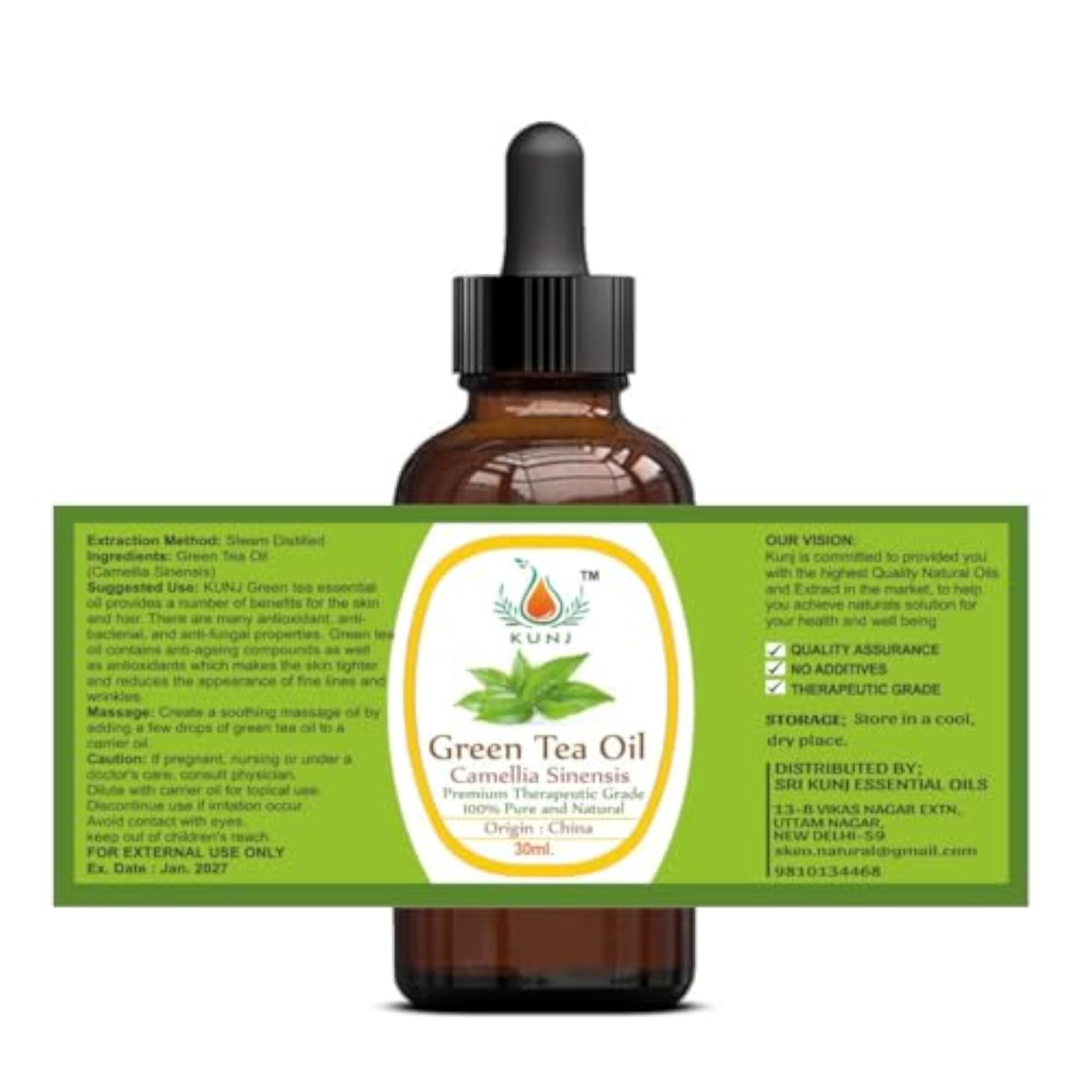 KUNJ Green Tea Oil, 100% Pure