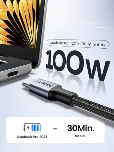 UGREEN USB C kabel 100W PD 3.0 snellader 5A 20V PPS 2m voor iPhone 15, MacBook Pro/Air, Galaxy S24, iPad, Pixel, Steam Deck - Afbeelding 3