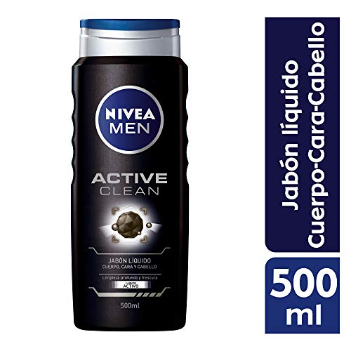 Valentines Gifts For Him 7 NIVEA Men DEEP Active Clean Body Wash - 8-hour Fresh Scent with Natural Charcoal - 16.9 fl. oz. Bottle (Pack of 3)