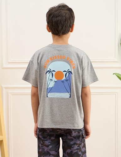 Image of Amazon Brand - Symbol Boys 100% Cotton Oversized Graphic Printed Half Sleeves T-Shirt | Age 6-14 Years