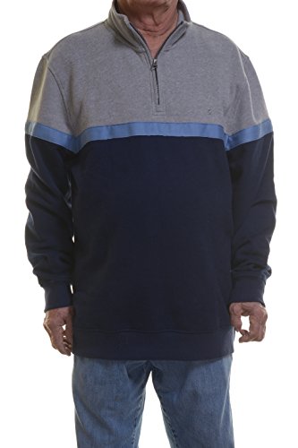 IZOD Men's Long Sleeve Color Blocked Chest Stripe Sueded Fleece Pullover