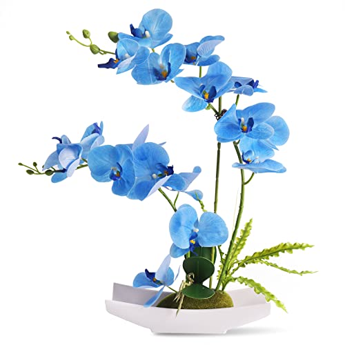 ZBPASL Décoratif orchidée Artificielle Fausse orchidée Fleurs Artificielles Phalaenopsis Artificiel Arrangements pour La Décoration De La Maison (Blue 02)