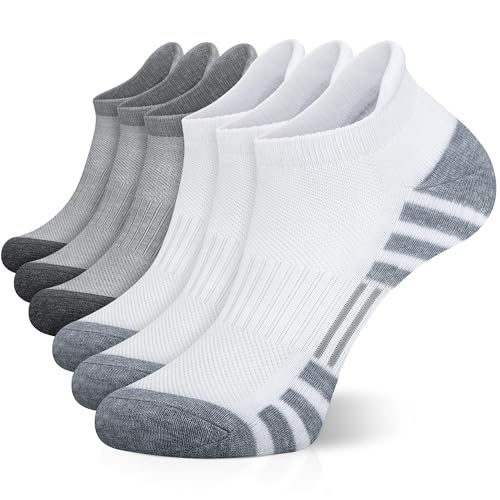 Image of Airacker Ankle Athletic Running Socks Cushioned Breathable Low Cut Sports Tab Socks for Men and Women (6 Pairs)