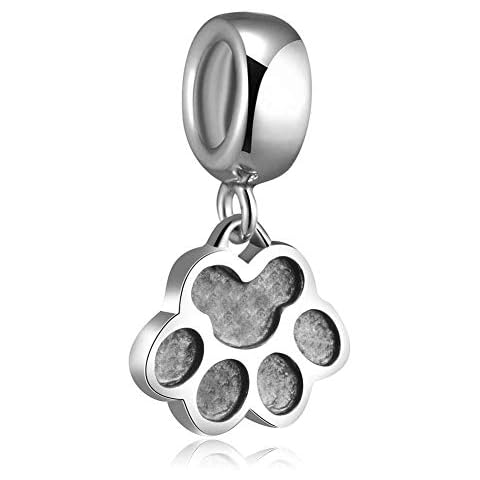 LAMOONY Puppy Dog Paw Dangle Charms 925 Sterling Silver Dog Charm Pet Charm Animal Footprint Charm for Diy Charms Bracelets Cover