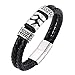 WQZYY&ASDCD Donna Moda Maschile Gioielli Bracciale in Pelle Intrecciata Design della personalità Acciaio Inossidabile Uomo Cinturino da Polso Regali-Black_Wearing_Length_165Mm