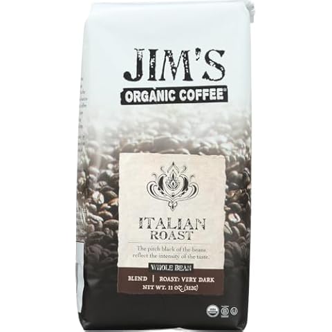 Jims Organic Italian Roast Whole Bean Coffee, 11 Ounce - 6 per case.6 Cover