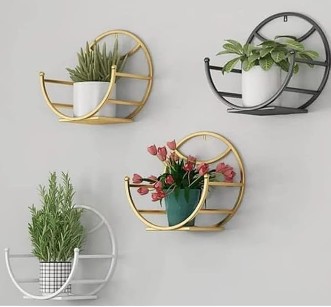 SUPER STAR HANDICRAFTS Metal Wall Mounted Hanging Planter Rack Plant Basket Flower Pot Stand Plant Holder Planters for Indoor, Outdoor, Garden, Balcony (Set of 4 Multi)
