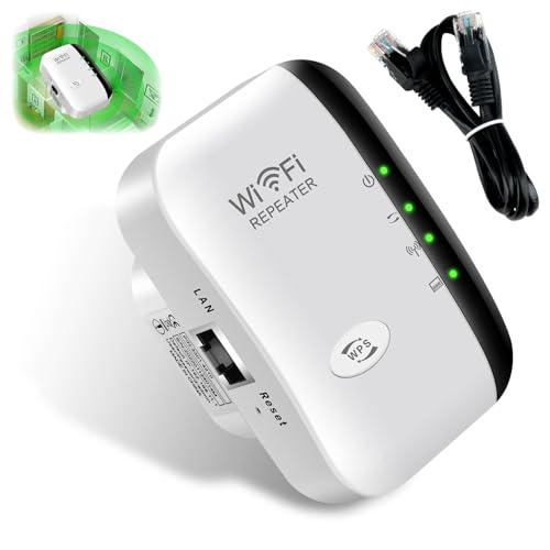 WiFi Extender, 2024 Newest Wireless Internet Repeater Range Extender Long Range Amplifier, WiFi Signal Booster Up to 3000sq.ft with Integrated Antennas Ethernet Port Compatible Home 1-Key Setup