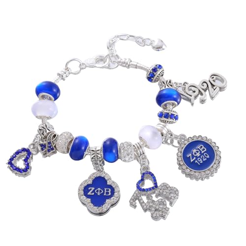 Society 1920 Soror Dove Zeta Sorority Bracelets Greek Charms Beaded Bangles For My Sisterhood Members Gifts Adjust For Wrist