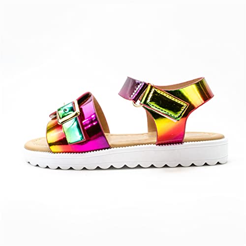 Children Thick Sole Gradient Sandals Fashion Soft Beach Shoes Little Girls Sandals Sandals Wear Jelly Shoes Size 10 (Hot Pink, 8-9 Years Little Child)4