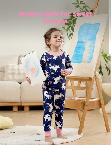 Image of PATPAT Bamboo Viscose Pajama Sets for Toddler Boys & Girls Baby Kids, Ultra-soft Snug fit Pjs Sleepers for Birthday Holiday