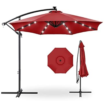 offset patio umbrella with lights