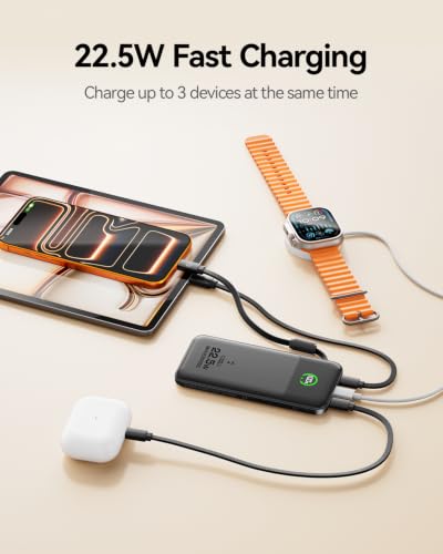 MOVESPEED 10000mAh USB-C Power Bank,22.5W Fast Charging,Built-in Cable Strp - image 2