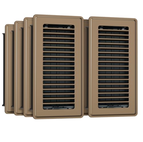 Image of 4 x 10 Floor Register, 8 Pack Brown Vent Covers for Home Floor, Heavy-Duty Steel Registers with Adjustable Airflow, Easy Installation, Rust-Resistant for Living Room, Bedroom and Bathroom