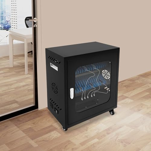 Image of 40-Device Charging Station, Charging Cabinet for Cellphones & Tablet Computers, Rechargeable Cellphone Locker Storage Charging Station, Locking Laptop Storage Box with Cable Management