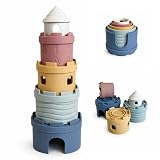 Hippypotamus Stacking Cups - Silicone Baby Stacking Toys - Montessori Soft Nesting Cups for Babies - Castle