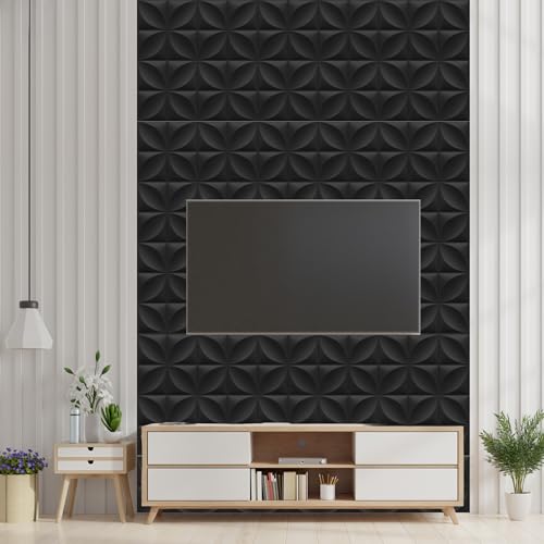 Image of Kayra Decor Wall Panels for Bedroom Butterfly Design Black Color 19.7 inch x 19.7 inch (Pack of 40) - Covers 107.80 Sq. Ft.