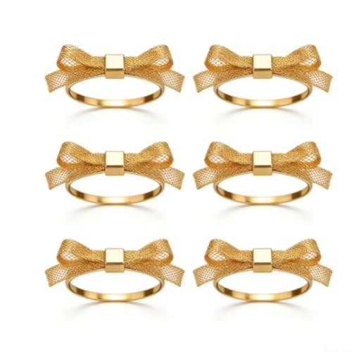 Juego de 6 servilleteros con elegante silueta de lazo para uso en hogares, hoteles o salas de funciones especiales