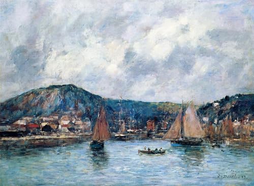 DTAUPREB Pintura por números para adultos y niños, Port Eugene Boudin, kit digital de pintura al óleo sobre lienzo decorativo