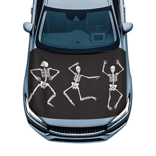 Image of Skeleton Car Hood Cover Sunshade Windshield Hood All Season Protection Outdoor Foldable Protective Cover, Universal for Cars