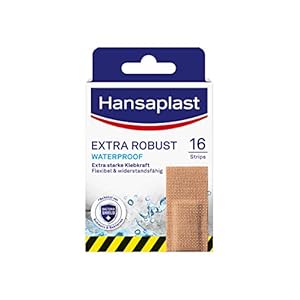 Hansaplast Extra Robust Waterproof Textil-Pflaster (16 Strips), widerstandsfähiges und wasserfestes Pflaster mit extra starker Klebkraft, flexible und atmungsaktive Wundpflaster