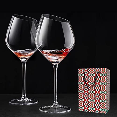 Weingläser, 2 Stück, 425 ml, mit Stiel und abgeschrägter Rand, elegant trinkender Rotwein | Kristallwein-Geschenke für Freunde, Familien, Hochzeit, Jahrestag, Weihnachten, Geburtstag Cover
