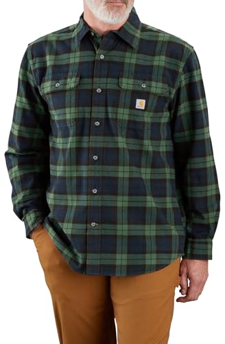 Image of Carhartt Men's Loose Fit Heavyweight Flannel Long-Sleeve Plaid Shirt