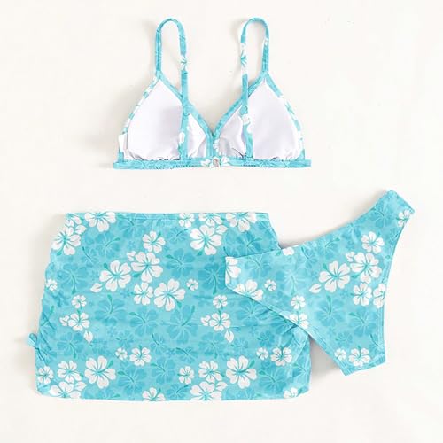 Girls Swimsuit 3 Piece Sets Cute Floral Print Bikini Bathing Swim Suits Comfy Summer Beach Skirt Cover Up Outfits3