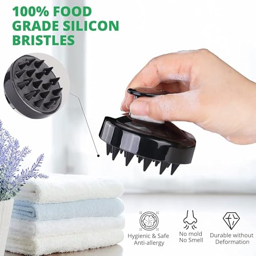 Image of ANTIL'S 4-in-1 Soft Silicone Bath Brush Set | Long Handle Back Scrubber + Body Scrubber + Scalp Massager + Face Massager | Super Exfoliating & Lathering Shower Brush | BPA-Free | For Men & Women | With Free 3 Hook