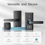 WiFi keypad Door Lock with Handle: NUTOMO keyless Entry doorlock deadbolt with Handle Set,Fingerprint Smart Lock for Front Door,Smart Electronic Deadbolt with Alexa/Bluetooth/App Control Black