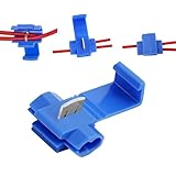 Larlansz Quick Splice Wire Connectors Snap Kit, Self Stripping Splice Connectors, 100PCS 18-14 AWG Gauge Inline Copper Wire Connector, Blue