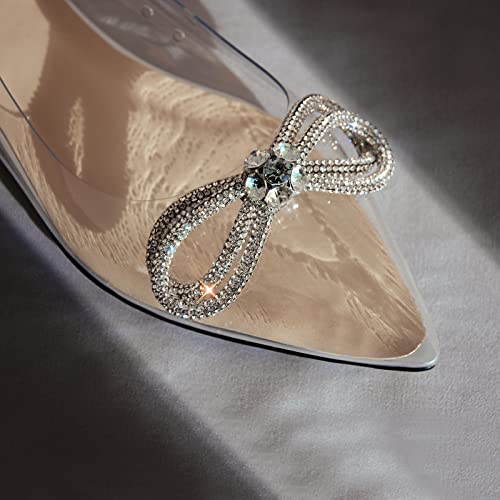 Women's Flats with Rhinestone Bow Pointed Toe Flats for Women Clear Flat2