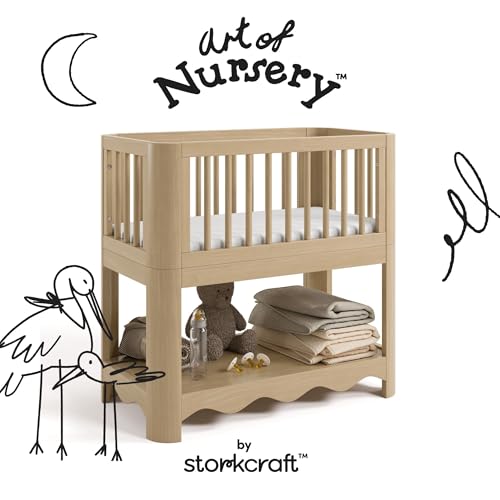 Image of Storkcraft Casablanca 3-in-1 Convertible Bassinet, Driftwood | GREENGUARD Gold Certified Wood Baby Bassinet, Includes Water-Resistant Mattress, Converts to Toy Box and Bookcase, Newborn