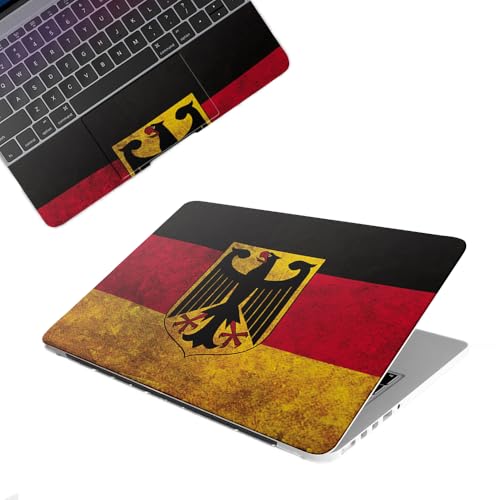 Image of Galaxsia Grunge Germany Flag Top+Wrist Pad Vinyl Laptop Skin /Sticker /Cover Upto 15.6 Inches Laptops Laminated-Removable-HD Quality Compatible for Hp-Dell-Sony-Lenovo-Asus etc.(15x10 Inches)