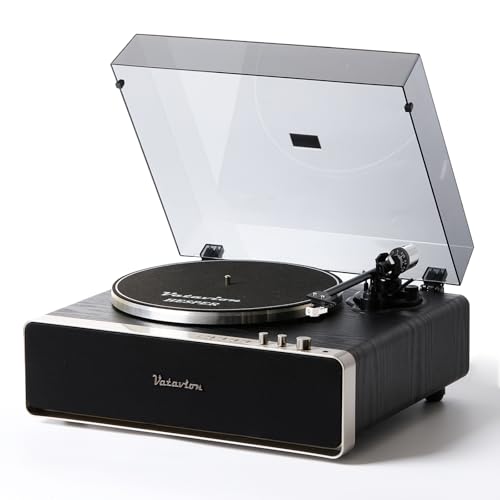 VATAVION Tocadiscos de vinilo con altavoces, tocadiscos Bluetooth de alta fidelidad para discos de vinilo, cartucho magnético AT-3600L, transmisión por correa de 2 velocidades, parada automática y