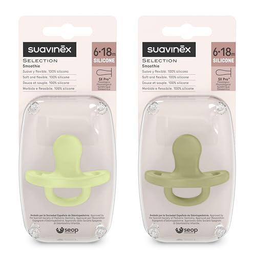 Image of Color Essence SX PRO Silicone Baby Pacifier 2Pk, Made with 100% Soft Silicone, Baby Essentials Perfect for Breastfeeding Babies, Designed in Spain, 6-18 Mths, Green