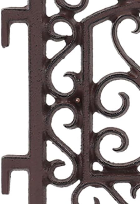 Esschert Design Square Frame Garden Fence, Rust – Set of 12 Cast Iron Sections with Scrollwork, Decorative Landscape Edging for Flower Beds & Paths, Easy Install, Classic Arched Top Design