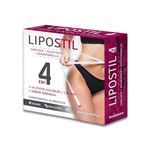 Lipostil – 16 Sticks | Quemagrasas Natural con Garcinia, Alcachofa y Zarzaparrilla - Detox y Control de Peso - Grasa Localizada en Abdomen, Caderas y Piernas - 1 Stick al Día - Vegano | DENIPHARMA