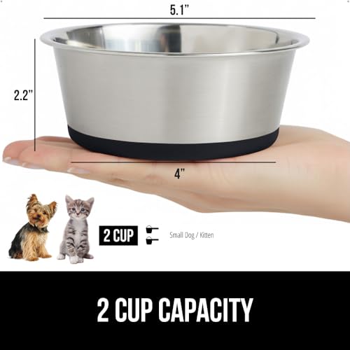 GORILLA GRIP Set of 2 Dog Bowls, Heavy Duty Metal Food and Water Bowl...
