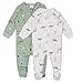 Baby Langarm Schlafstrampler 2er Pack - Strampler Jumpsuit Jungen Mädchen Spieler Baumwolle Schlafanzug für Neugeborene 0 Monate