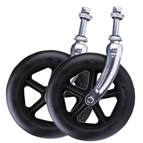 Ruedas de repuesto para silla de ruedas, ruedas sólidas de 6 a 8 pulgadas con horquilla delantera de acero, 2 accesorios de rueda delantera gris/negro