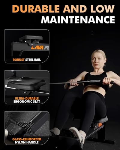 Image of GMWD Air Rowing Machines for Home, 10-Level Adjustable Resistance Professional Rower Machine with Performance Monitor, Ergonomic Comfort Seat, Device Holder & Easy Storage, Lava Flow Series