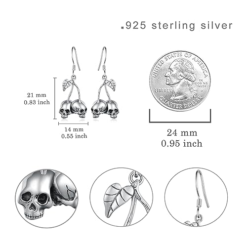 Gothic Earrings 925 Sterling Silver Goth Punk Anatomical Heart/Bat/Skull/Mask Rose Stud Earrings Jewelry Gifts for Women Girls3