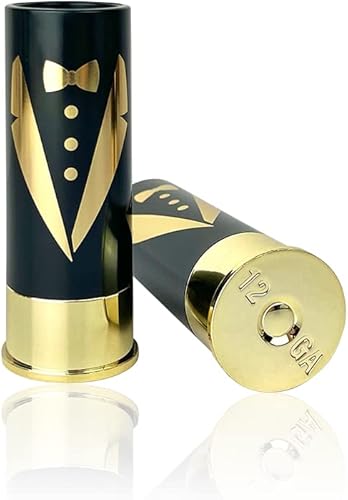 GOOCHOO Shot Glasses Set of 6 - Red and Black Groomsmen Tuxedo,Police Flag (Black)