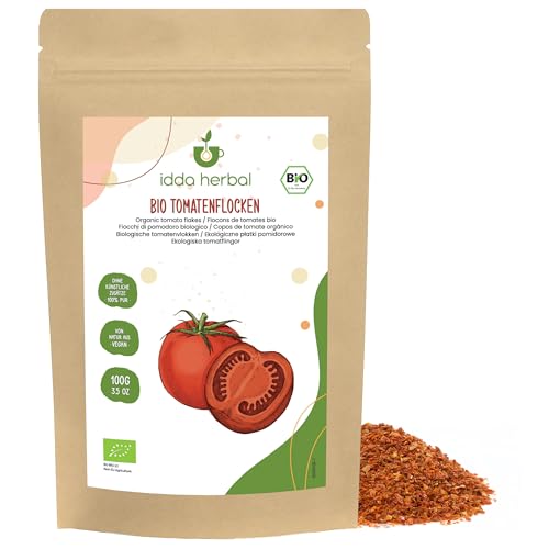 Copos de tomate ecológico (100g), tomates ecológicos de cultivo ecológico controlado, polvo de tomate picante para pizza 100% natural, gránulos de tomate sin aditivos