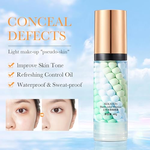 3 In 1 Primer for Face Before Makeup,Sunscreen Isolation Cream,One Step Color Corrector,Oil Control Skin Corrector, Sheer Finish, Refreshing,Moisturizing,Lighten skin tone(A) - Image 3