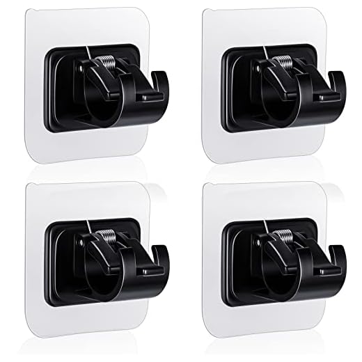 Chitidr Self Adhesive Curtain Rod Bracket No Drill Curtain Rod Brackets No Drilling Self Adhesive Curtain Rod Holder Hooks Curtain Hangers for Bathroom Kitchen Home Bathroom and Hotel (Black,4 Piece)