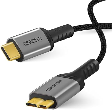 10 Gbps USB C auf Micro B Kabel 0.5M USB Typ C USB 3.1 Festplattenkabel USB C zu Micro B Stecker Kompatibel mit iPhone MacBook Toshiba Seagate WD Externen Festplatten Samsung S24 Note 3 HDD