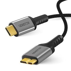 GERETIN 10 Gbps USB C auf Micro B Kabel 0.5M USB Typ C USB 3.1 Festplattenkabel USB C zu Micro B Stecker Kompatibel mit iPhone MacBook Toshiba Seagate WD Externen Festplatten Samsung S24 Note 3 HDD