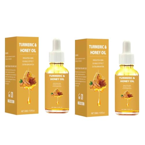 2PCS Turmeric & Honey Oil For Face Brighten Skin Tone Natural Moisturizing Nourishing Face Care Oil For All Skin 30ML